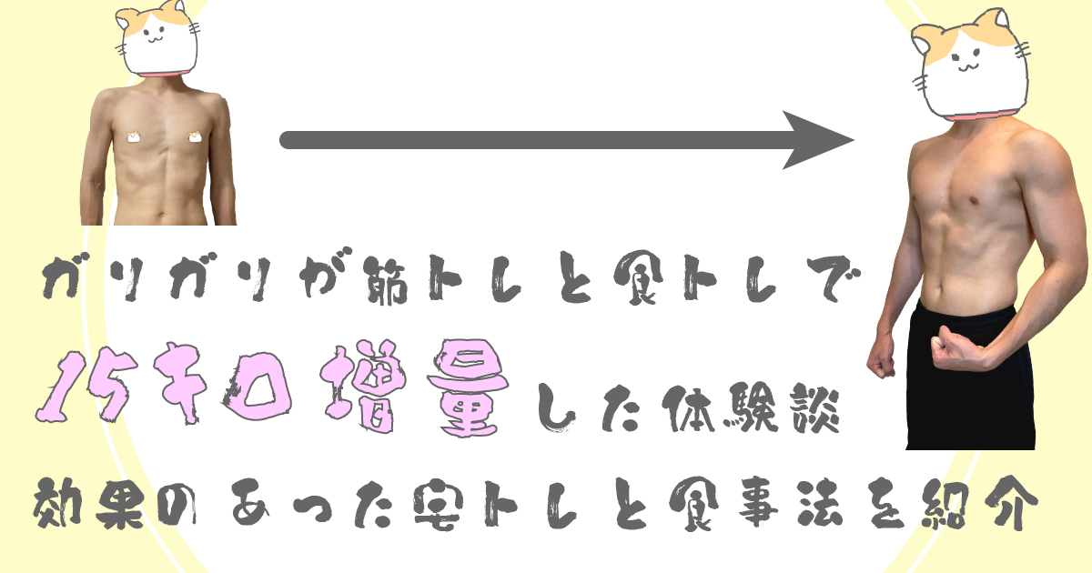 ガリガリが筋トレと食トレで15キロ増量した体験談レポ！<br>効果のあった宅トレと食事法を紹介